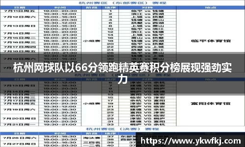 杭州网球队以66分领跑精英赛积分榜展现强劲实力